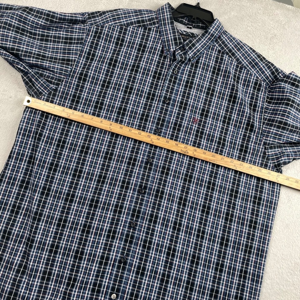 Ariat Pro Series Shirt Mens 2XLT Tall Blue Plaid Pro Racer Long Sleeve Vented - Picture 6 of 11